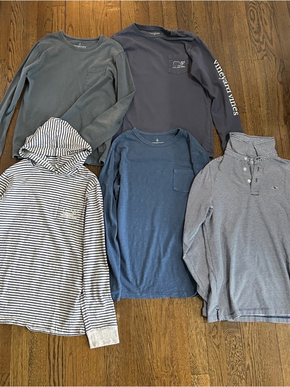 Vineyard Vines Kids Long-Sleeve Tops in Navy, Blue, Gray & Stripe